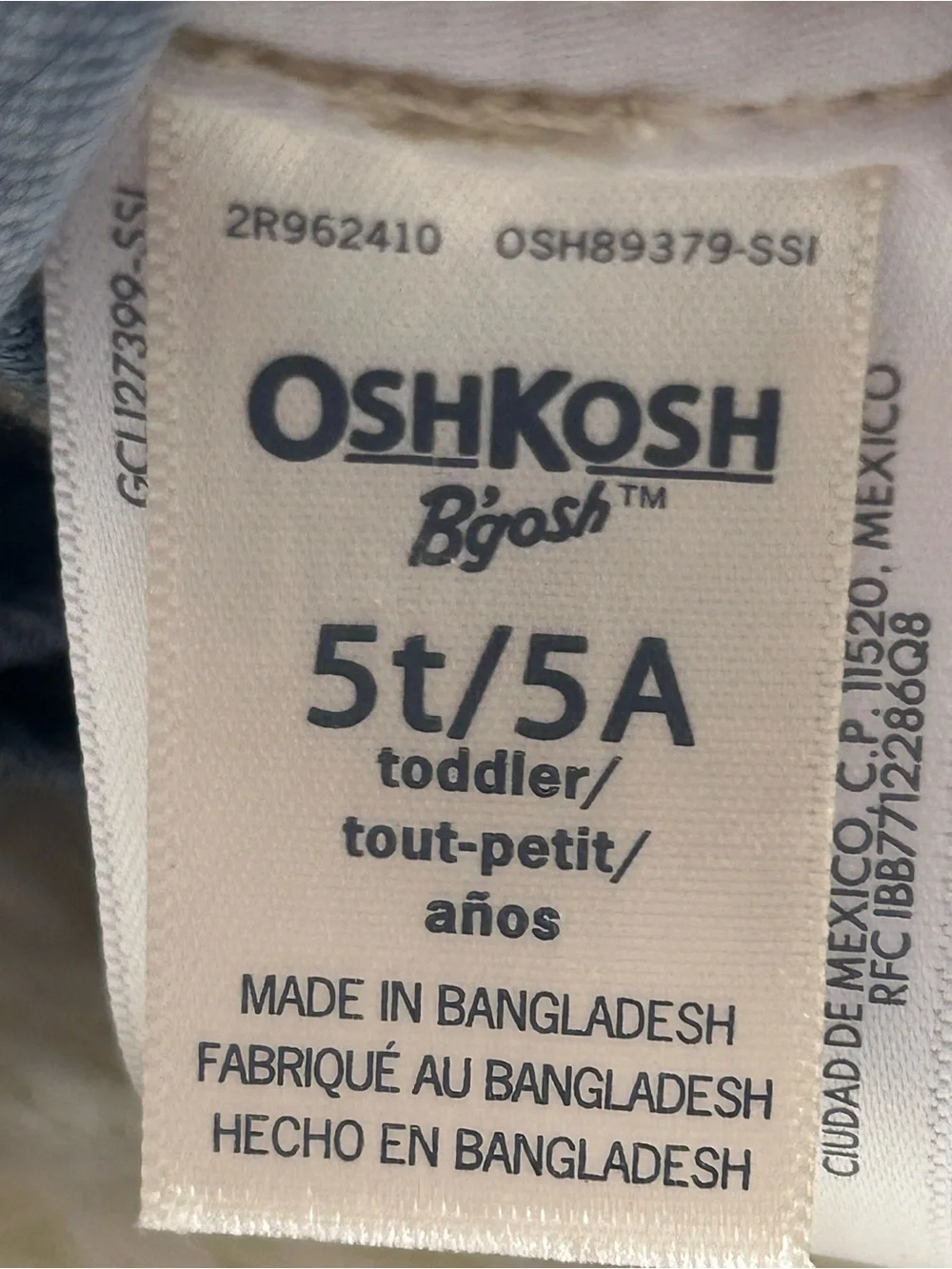 OshKosh B'gosh Blue Denim Bib Detail